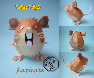 Figura Armada Papercraft Raticate 3D
