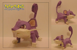 Figura Armada Papercraft Rattata 3D